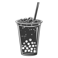 ai generato silhouette bolla tè bevanda nero colore solo png