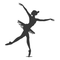 AI generated Silhouette ballerina in action black color only full body png