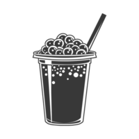 AI generated Silhouette Bubble tea drink black color only png