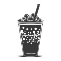 AI generated Silhouette Bubble tea drink black color only png