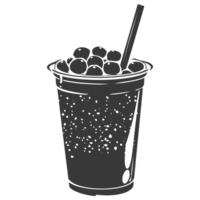 AI generated Silhouette Bubble tea drink black color only png