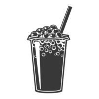 AI generated Silhouette Bubble tea drink black color only png