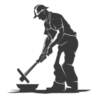 AI generated Silhouette blacksmith in action black color only full body png