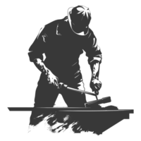 AI generated Silhouette blacksmith in action black color only full body png