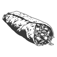 ai généré silhouette burrito nourriture noir Couleur seulement png