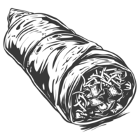 ai genererad silhuett burrito mat svart Färg endast png