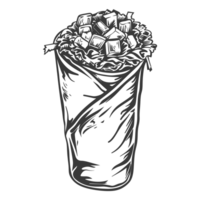 AI generated Silhouette Burrito food black color only png