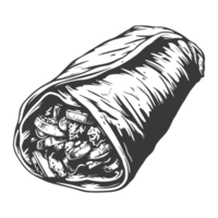 ai generiert Silhouette Burrito Essen schwarz Farbe nur png