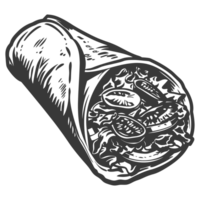 AI generated Silhouette Burrito food black color only png