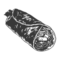 ai generiert Silhouette Burrito Essen schwarz Farbe nur png