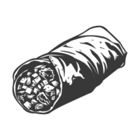 ai généré silhouette burrito nourriture noir Couleur seulement png