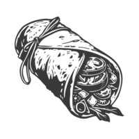 AI generated Silhouette Burrito food black color only png