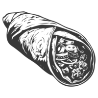 ai generado silueta burrito comida negro color solamente png