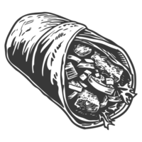 ai généré silhouette burrito nourriture noir Couleur seulement png