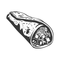 ai genererad silhuett burrito mat svart Färg endast png