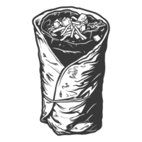 AI generated Silhouette Burrito food black color only png