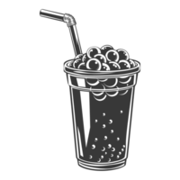 AI generated Silhouette Bubble tea drink black color only png