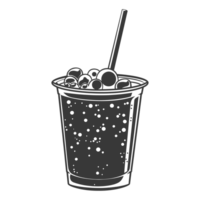 AI generated Silhouette Bubble tea drink black color only png