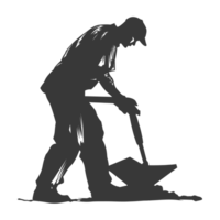 AI generated Silhouette blacksmith in action black color only full body png