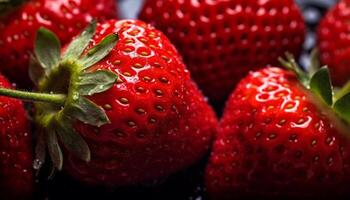 AI generated Freshness and sweetness in a vibrant strawberry dessert generated by AI photo