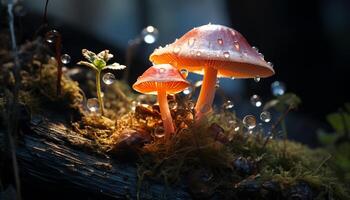 AI generated Close up of a poisonous toadstool, a macro beauty in nature generated by AI photo