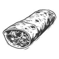 AI generated Silhouette Burrito food black color only png