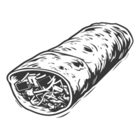 ai généré silhouette burrito nourriture noir Couleur seulement png