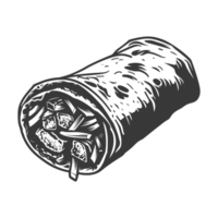 ai generiert Silhouette Burrito Essen schwarz Farbe nur png