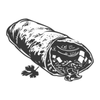 AI generated Silhouette Burrito food black color only png