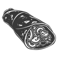 ai genererad silhuett burrito mat svart Färg endast png