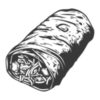 ai generado silueta burrito comida negro color solamente png