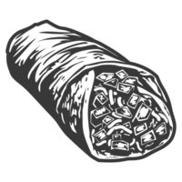 ai généré silhouette burrito nourriture noir Couleur seulement png