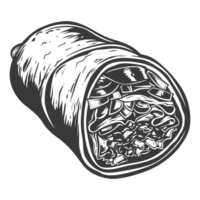 ai genererad silhuett burrito mat svart Färg endast png