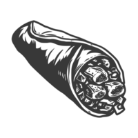 ai generado silueta burrito comida negro color solamente png