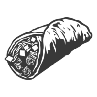 ai généré silhouette burrito nourriture noir Couleur seulement png