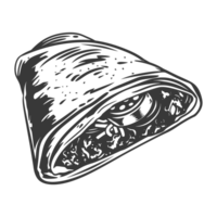 AI generated Silhouette Burrito food black color only png