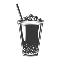 AI generated Silhouette Bubble tea drink black color only png