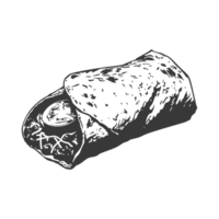 AI generated Silhouette Burrito food black color only png