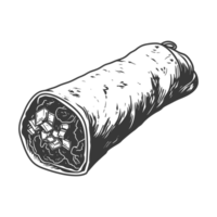 ai generado silueta burrito comida negro color solamente png