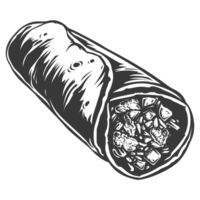 ai généré silhouette burrito nourriture noir Couleur seulement png