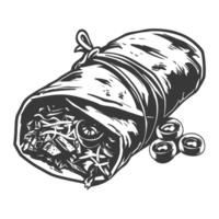 AI generated Silhouette Burrito food black color only png