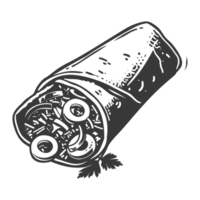 AI generated Silhouette Burrito food black color only png