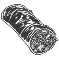 ai generado silueta burrito comida negro color solamente png