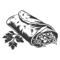 AI generated Silhouette Burrito food black color only png