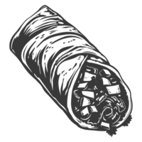 ai generiert Silhouette Burrito Essen schwarz Farbe nur png