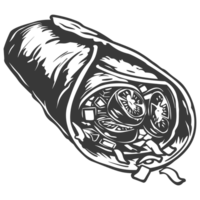 ai generiert Silhouette Burrito Essen schwarz Farbe nur png