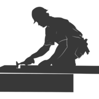 AI generated Silhouette carpenter in action black color only full body png