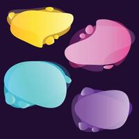 Liquid shapes, round abstract elements of neon colors. A set of gradient liquid elements. vector