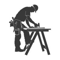 AI generated Silhouette carpenter in action black color only full body png