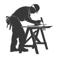 AI generated Silhouette carpenter in action black color only full body png